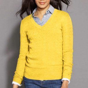 NEW Tommy Hilfiger Yellow Cable Knit VNeck Sweater